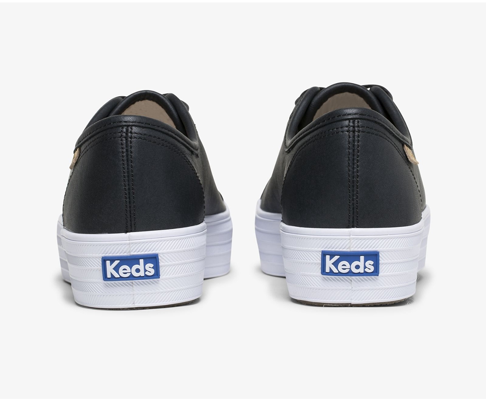 Keds Sneaker Damen Schwarz - Triple Kick Luxe Leder - OPX-958460